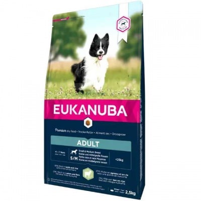 Eukanuba, Small and Medium Adult, храна за кучета над 1 година, с агне и ориз