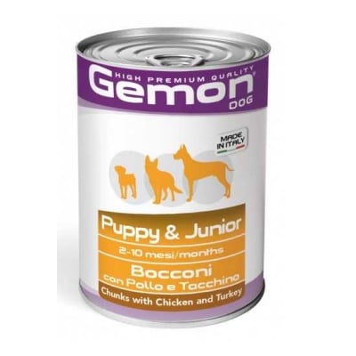 Gemon, консерва за куче с пиле и пуйка, за подрастващи, 415 гр