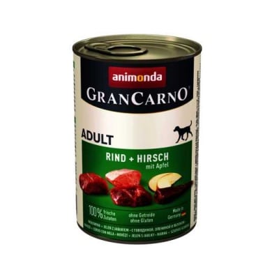 GranCarno, консерва за куче, говеждо, елен и ябълки