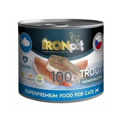 Iron Pet, консерва за котка, пъстърва, монопротеин, 200 гр