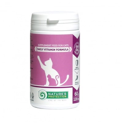 Natures Protection Daily Vitamin Formula, Комплекс от витамини и минерали за котка, 120 таб,