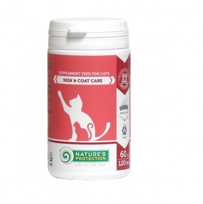 Natures Protection Skin & Coat Care, Добавка за котки, за здрава кожа и козина, 120 таб.