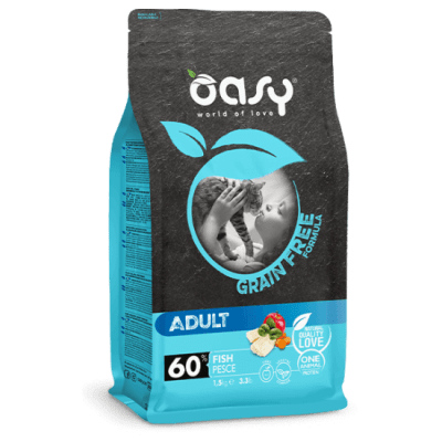 Oasy Dry Cat Grain Free Adult, Храна за котки, Риба