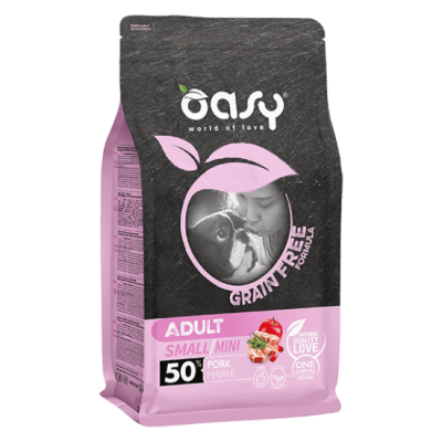 Oasy Dry Dog Grain Free Adult Mini, Храна за кучета над 1 година от мини породи, Със свинско
