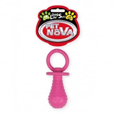 Pet Nova, играчка за куче - гумен биберон, 14см, розов, аромат на мента