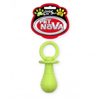 Pet Nova, играчка за куче - гумен биберон, 14см, жълт, аромат на мента