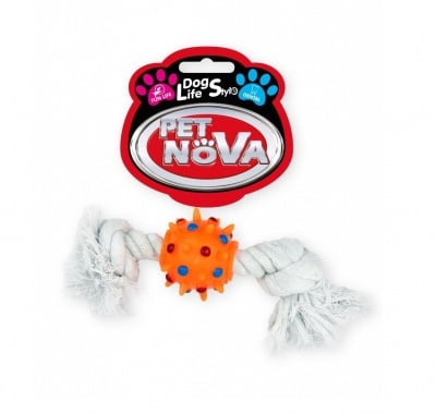 Pet Nova, играчка за куче - оранжева топка на въже, 25см
