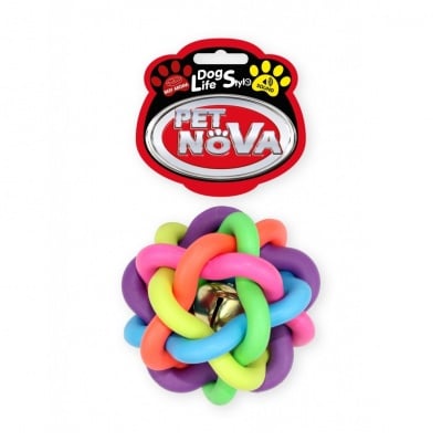 Pet Nova, играчка за куче - плетена топка, 10,5 см, аромат на говеждо месо