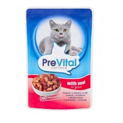PreVital, Пауч за коте,Телешко месо в сос, 100гр
