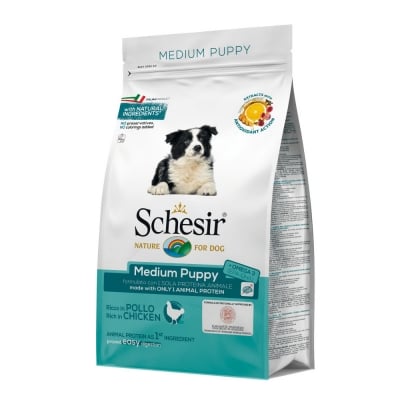 Schesir Puppy, Храна за кученца от средни и едри породи от 1 до 12 месеца, с пилешко месо, 100гр НАСИПНО