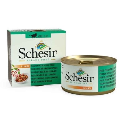 Schesir Salads, Мокра храна за котки, С пиле, годжи бери и спанак, 85 гр