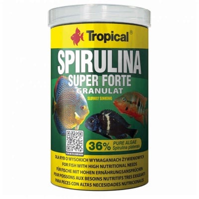 TROPICAL, Spirulina Super Forte 36%, растителна храна на гранули, 100мл -60гр