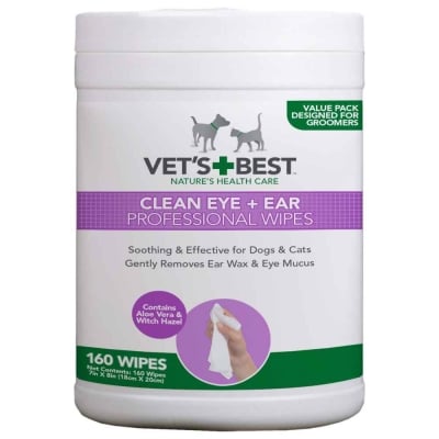 Vet`s Best Eye & Ear wipes, почистващи кърпички очи и уши, 18 х 20см, 160бр