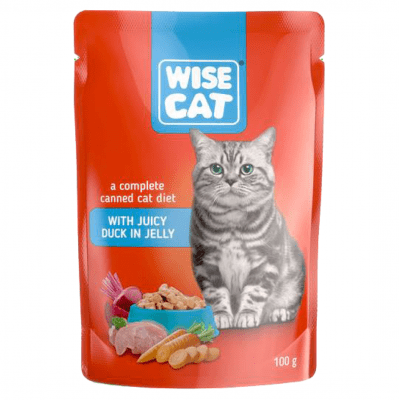 WISE CAT, пауч за котки, парченца патешко в сос, 100гр