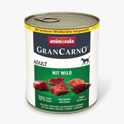 GranCarno Dog Adult консервирана храна за кучета с дивечово месо, 800 г