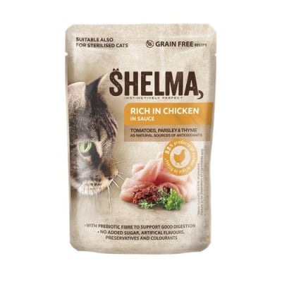 Shelma POUCH CAT пиле, домати, билки 28x85гр