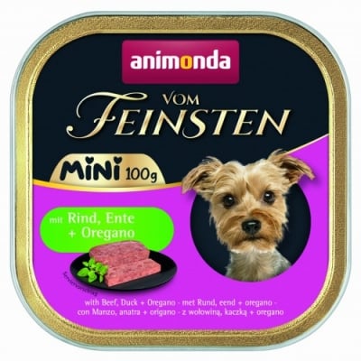 Vom Feinsten Mini Dog за дребни породи кучета с говеждо, патешко и риган, 100 гр (32бр/стек)
