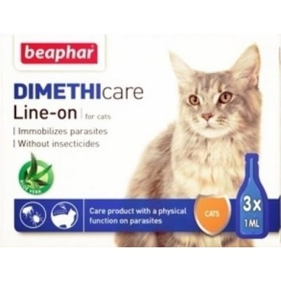 Противопаразитни пипетии за котки Beaphar Dimethicare Line On, без инсектицид, 3х1мл