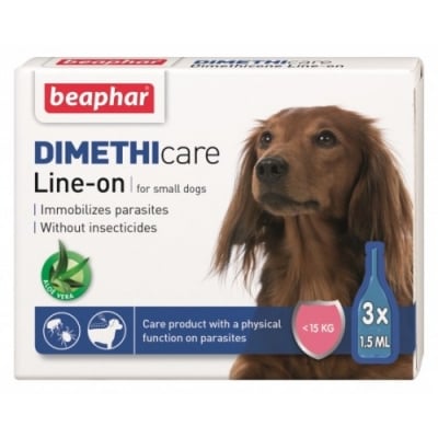 Противопаразитни пипети за кучета от дребни породи до 15кг Dimethicare Line-on Beaphar, с Димeтикон, 3 бр