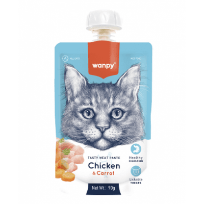 Wanpy Tasty Cat - месна паста пиле и морков, 90 г
