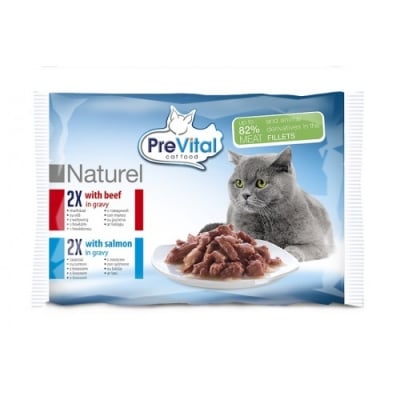 PreVital Naturel Pouch Cat 2гов+2сьомга х 85гр - 15пак/стек
