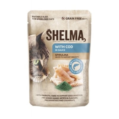 Shelma POUCH CAT риба треска, спирулина 28x85гр