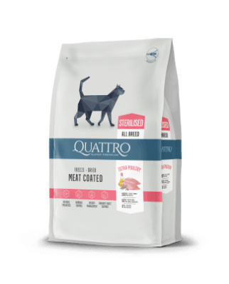 Куатро 7 кг суха храна котка за кастрирани с пиле 