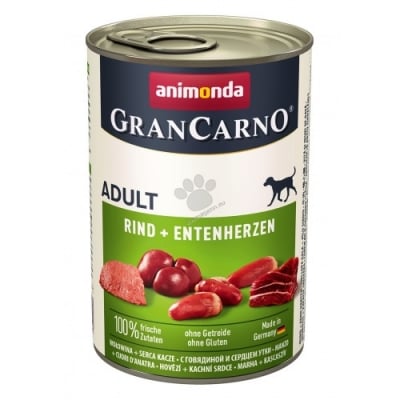 GranCarno® Adult говеждо и патешки сърца, 400 гр, (6 бр./стек)