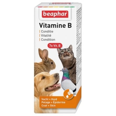 Beaphar Vitamine B 50мл - съдържа 7 витамина, подходящ за кучета, котки, дребни животни, птици