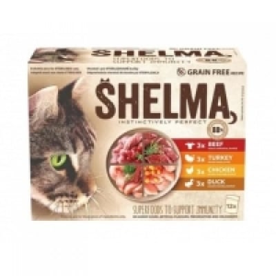 Shelma POUCH CAT 4 вкуса месо, 12x85гр
