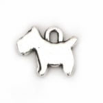 Висулка метална куче 12.5x15x2 мм дупка 2 мм цвят сребро -10 броя