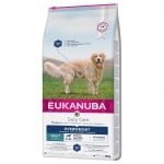 Храната е подходяща за израснали кучета от всички породи с наднормено тегло или ниска физическа активност Eukanuba Daily Care Overweight Adult Dog, две разфасовки