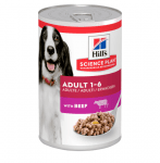 Храна за кучета от 1 до 6г. от всички породи Hill’s Science Plan Adult, с телешко месо,  370гр