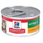 Пълноценна храна за подрастващи котенца от отбиването до 1 г. Science Plan Kitten консерва с пилешко, 82гр