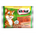 Kitekat Pouch Mix Menu in Gravy - Смесено меню в сос грейви за котки в зряла възраст - опаковка от 4 пауча x 100 g