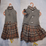 Зимна рокля - шотландско каре в сиво