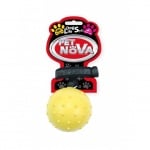 Pet Nova, Играчка за куче - Шипова топка с найлонова неплъзгаща се каишка 6см, жълта, аромат на ванилия