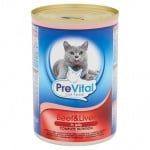 PreVital, Храна за коте, Хапки с телешко и черен дроб в сос, 415гр