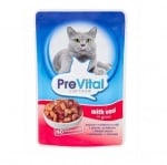 PreVital, Пауч за коте,Телешко месо в сос, 100гр
