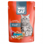 WISE CAT, пауч за котки, парченца риба в сос, 100гр 12 бр.