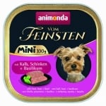 Vom Feinsten Mini Dog за дребни породи кучета с телешко, шунка и босилек, 100 гр (32бр/стек)