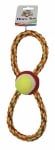 Играчка за куче осморка въже с тенис топка 28см
