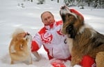 Акита и Каракачанско куче с Путин