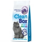 CLEAN BOX Super Premium лавандула, постелка за котешка тоалетна, фин бял бентонит, 5 л