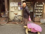 Най - търпеливия стопанин в света разхожда своята гигантска костенурка по улиците на Токио